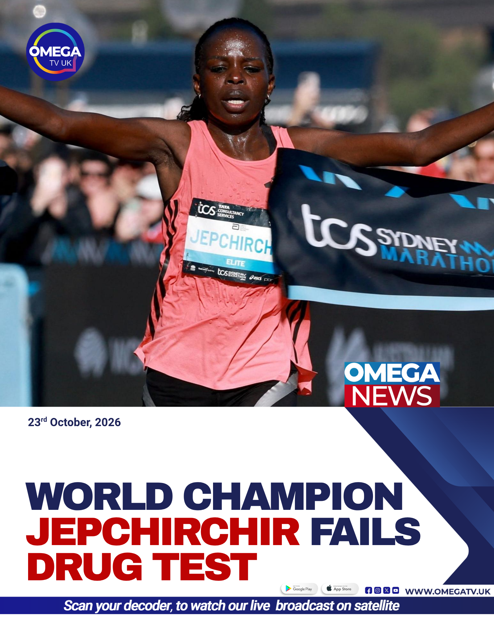 Kenyan marathon champion Peres Jepchirchir, who won the 2026 Sydney Marathon, faces a provisional suspension after an out-of-competition sample tested positive for EPO.