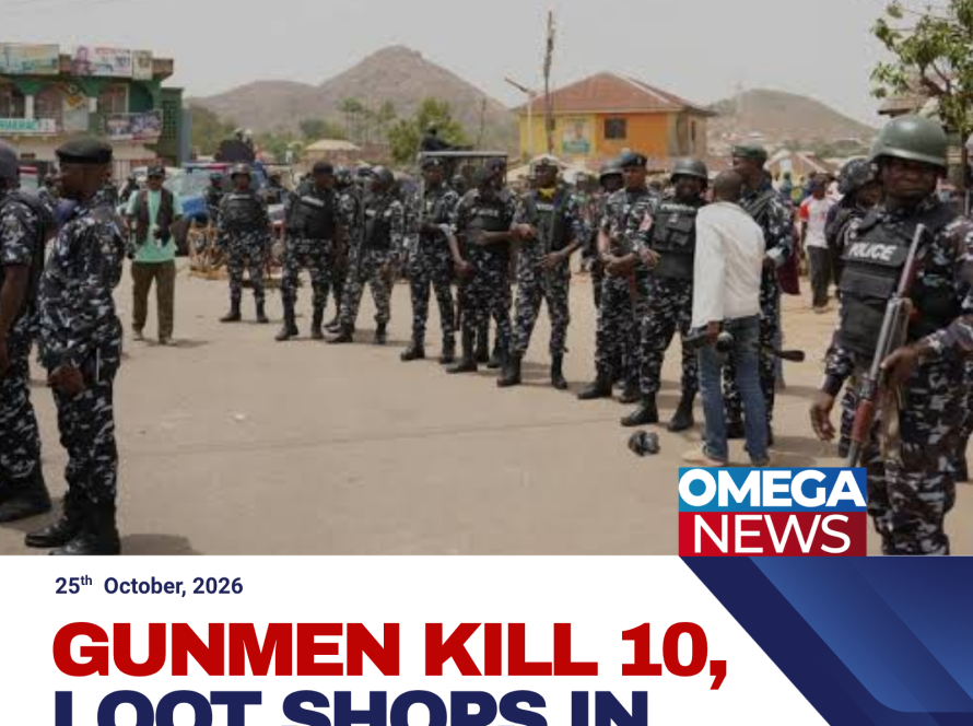 Security personnel and residents search for victims following a deadly gunmen attack on Binnari village in Taraba State, north-east Nigeria.
