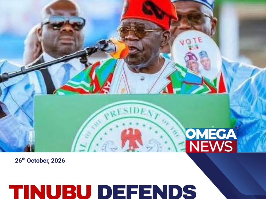 Nigerian President Bola Tinubu addresses supporters at a Kaduna rally as he launches his campaign for a second presidential term.