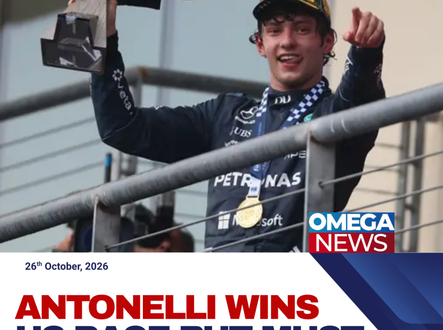 Kimi Antonelli celebrates his United States Grand Prix victory as he moves closer to winning his first Formula 1 world championship.