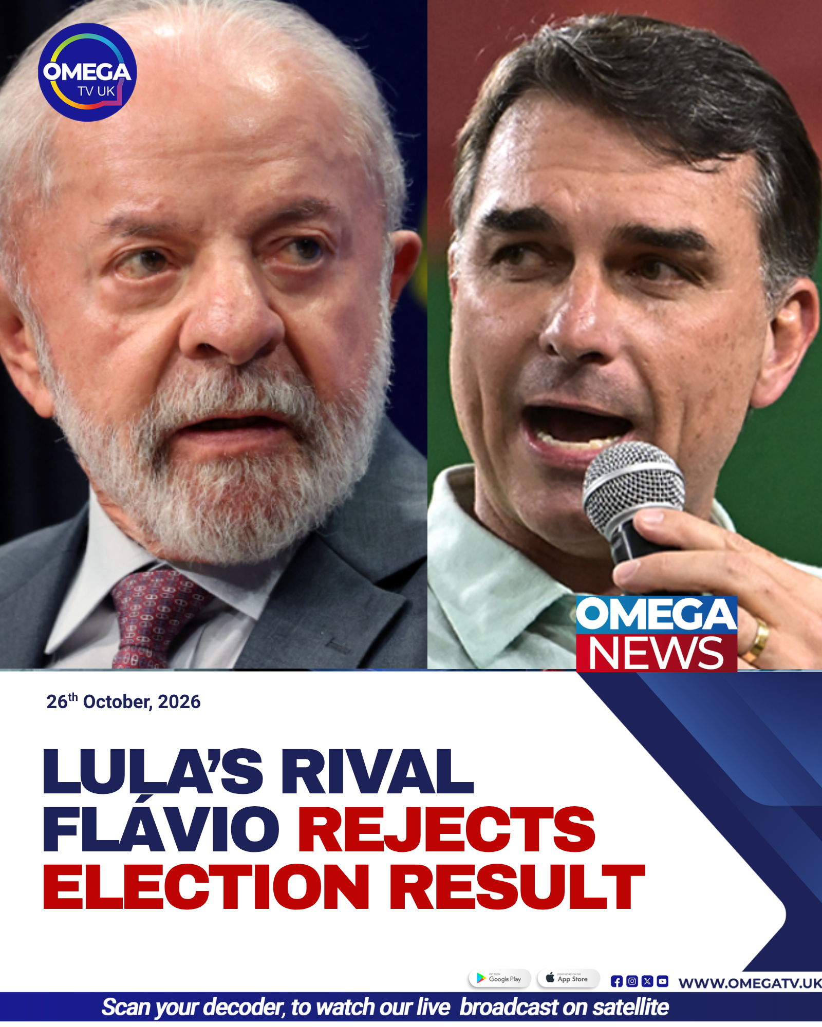 Brazilian President Luiz Inácio Lula da Silva and conservative senator Flávio Bolsonaro, who contested Brazil’s closely fought 2026 presidential run-off.