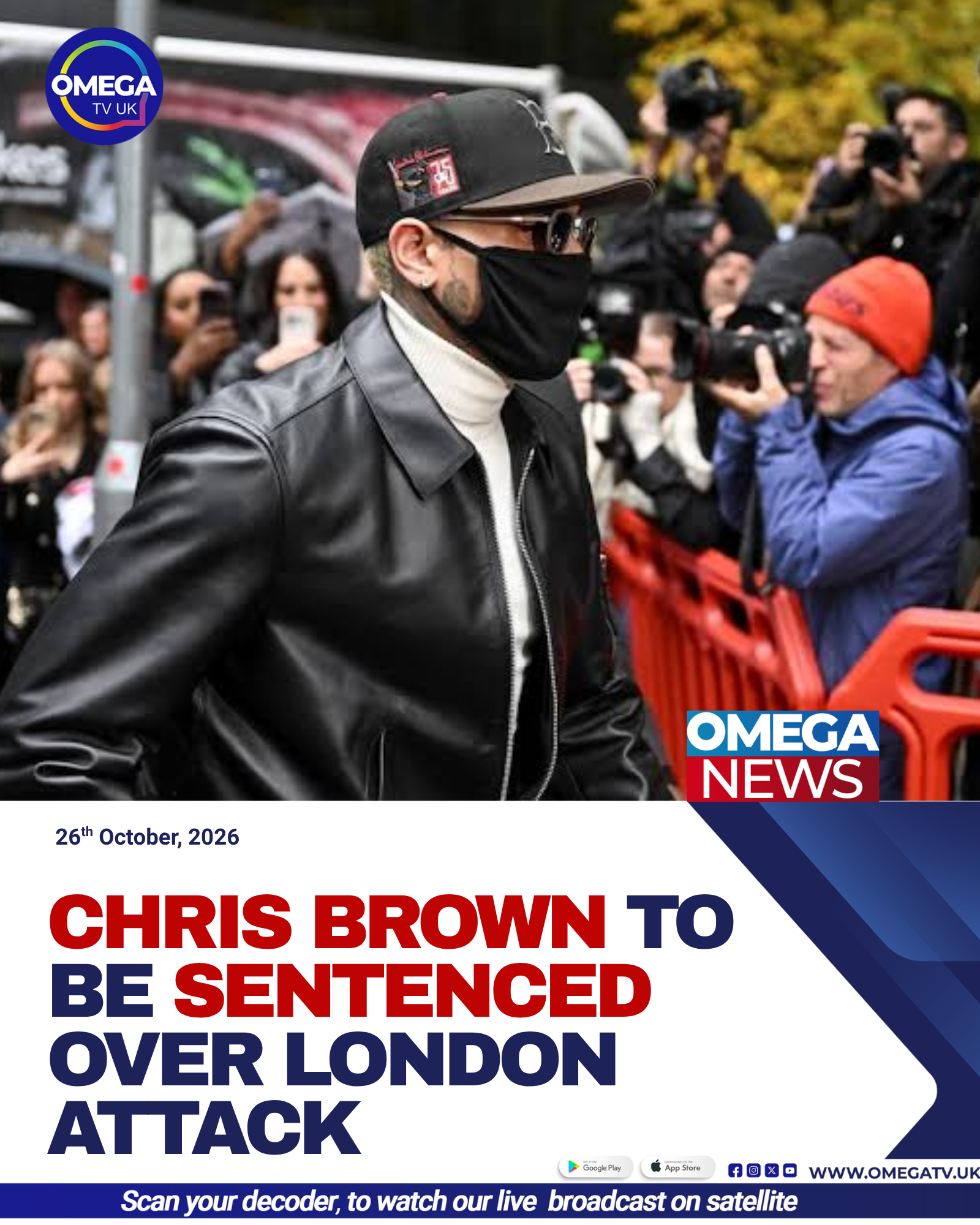 Chris Brown arrives at Southwark Crown Court in London for sentencing over a 2023 nightclub attack involving music producer Abe Diaw.