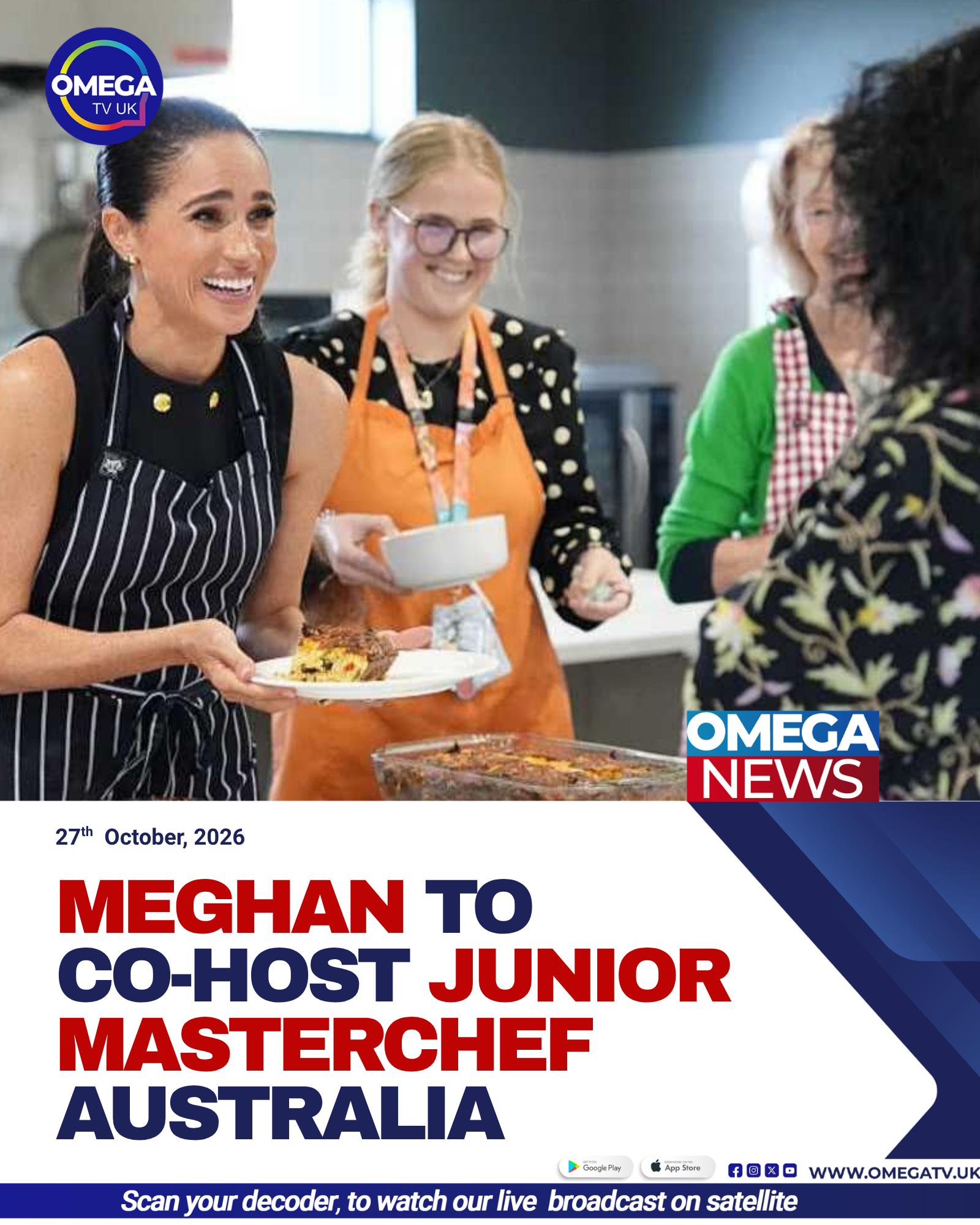 Meghan Markle, Duchess of Sussex, announced as a special guest host alongside Poh Ling Yeow for Junior MasterChef Australia in 2027.
