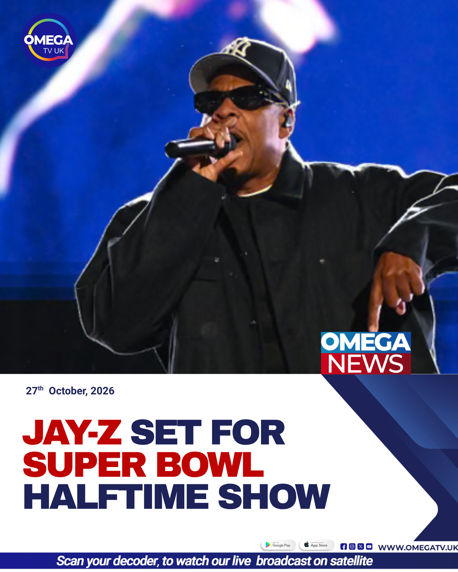 Jay-Z, the Grammy-winning rapper and founder of Roc Nation, who will headline the Super Bowl LXI halftime show in February 2027.