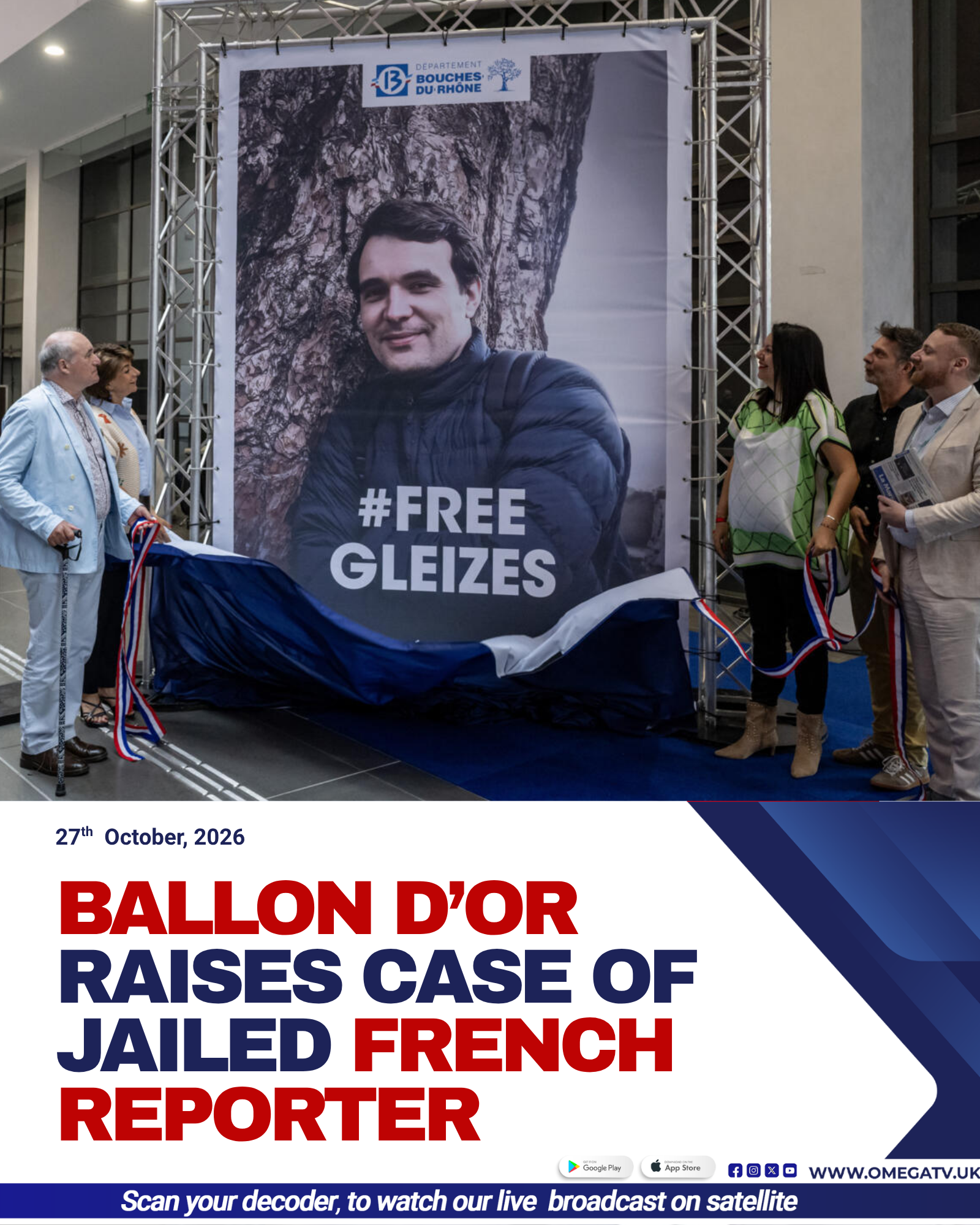 French sports journalist Christophe Gleizes, whose seven-year prison sentence in Algeria was highlighted during the 2026 Ballon d’Or ceremony in London.