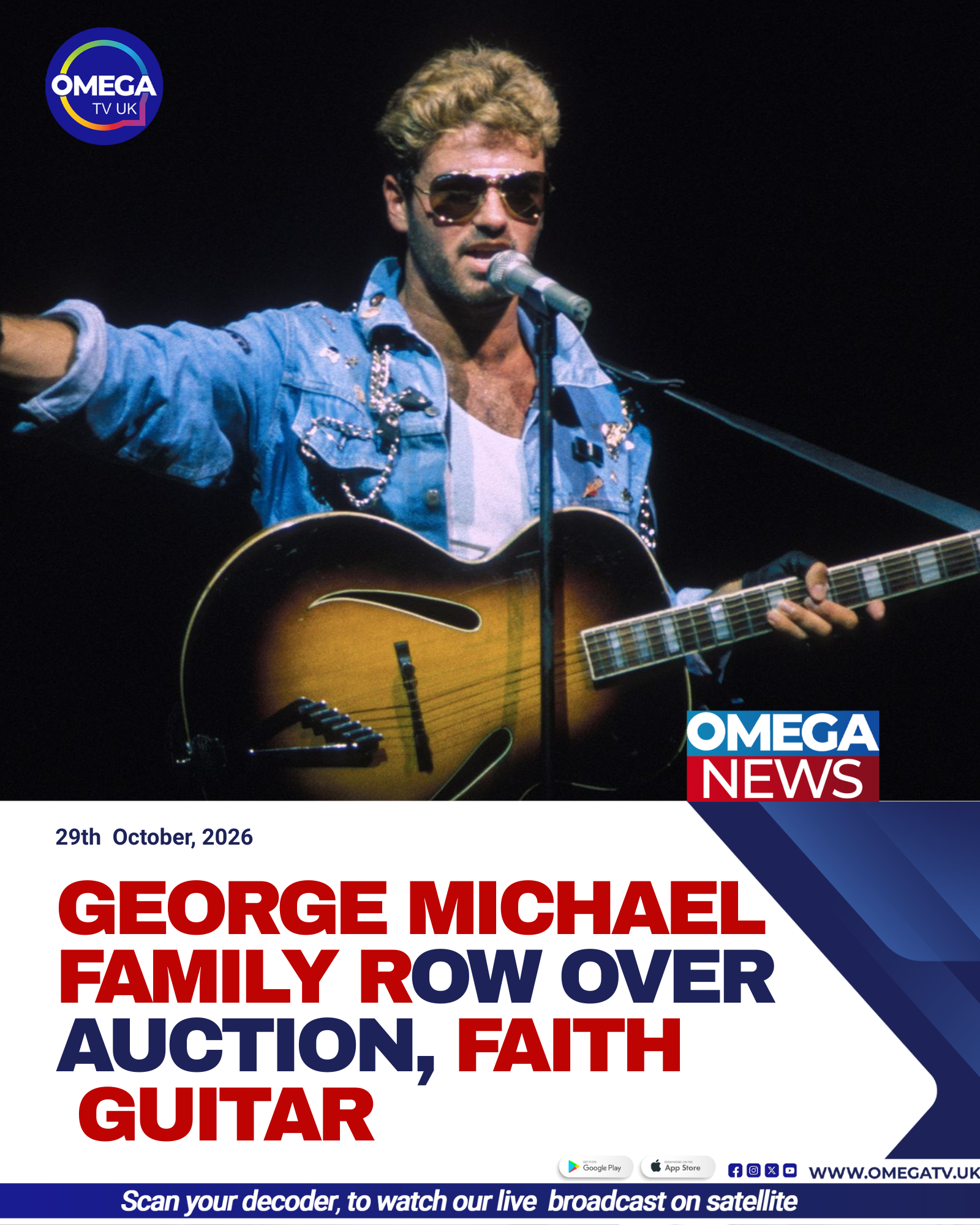 George Michael playing his iconic acoustic guitar in the 1987 Faith music video, with the instrument now being auctioned alongside personal memorabilia from his former assistant.