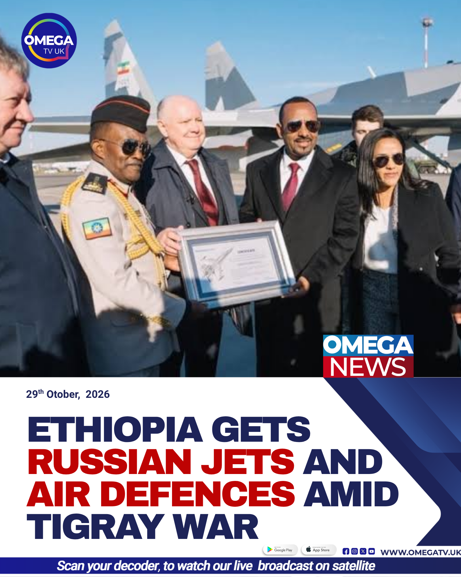Russian Su-35 fighter aircraft displayed during Ethiopia’s announced military acquisition as the country faces renewed fighting in Tigray.