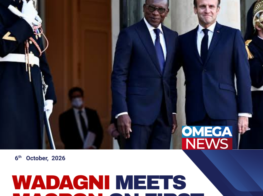 Benin President Romuald Wadagni meets French President Emmanuel Macron at the Élysée Palace in Paris.