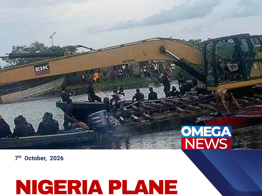 Rescue teams work in a swampy area of Igbokoda, Ondo State, following a Nigerian Air Force plane crash.