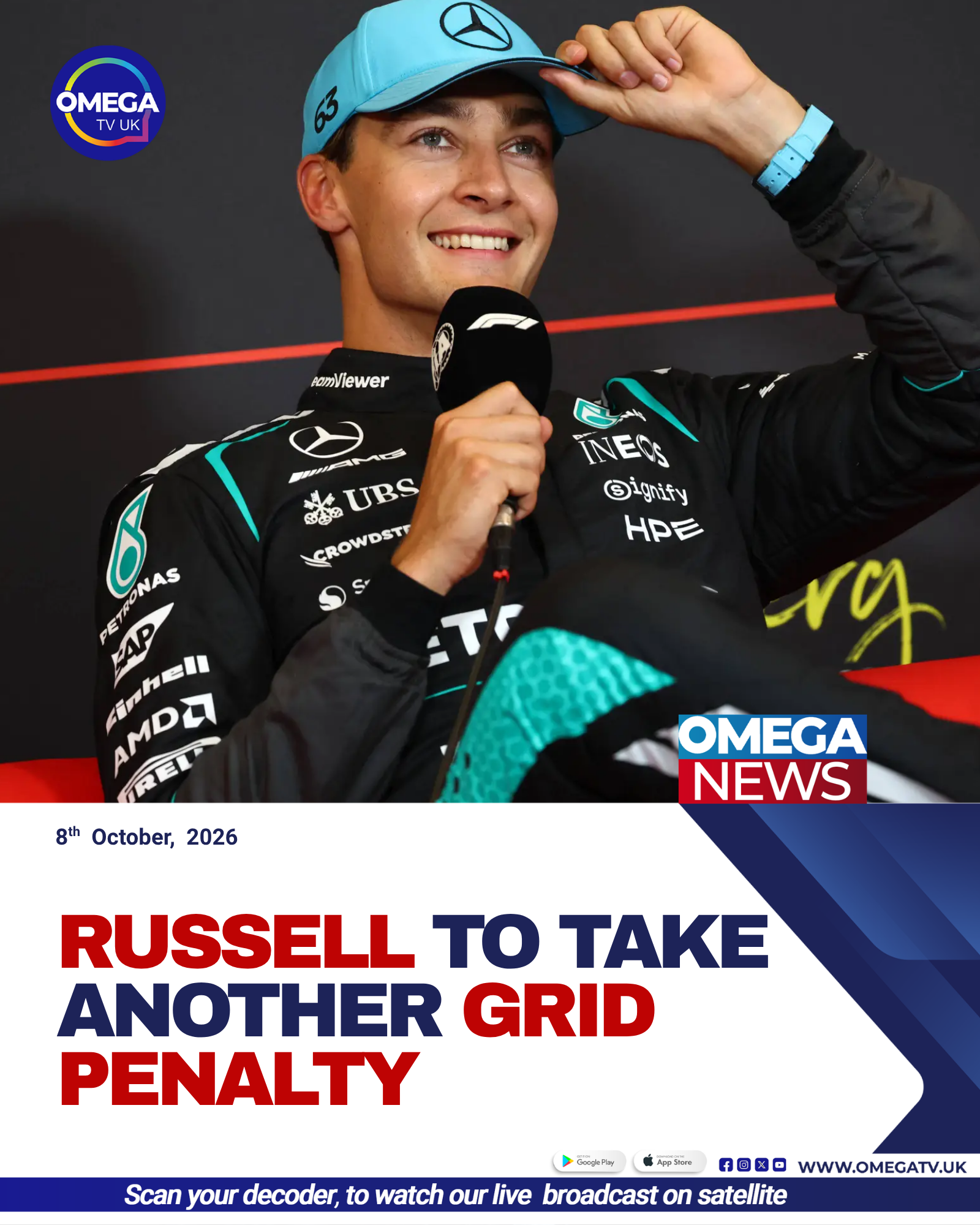 Mercedes driver George Russell prepares for another Formula 1 grid penalty after requiring an additional engine following reliability problems during the season.