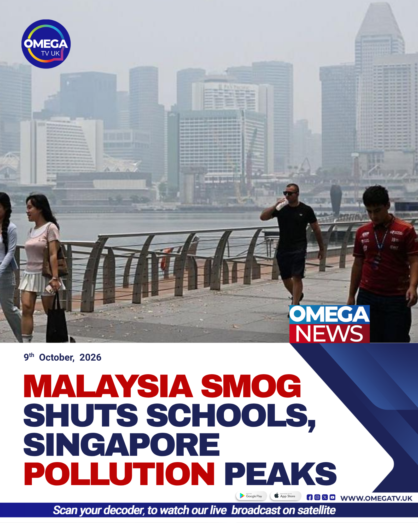 Smoke haze from Indonesian wildfires affects air quality across Southeast Asia, prompting school closures in Malaysia and raising pollution concerns in Singapore.