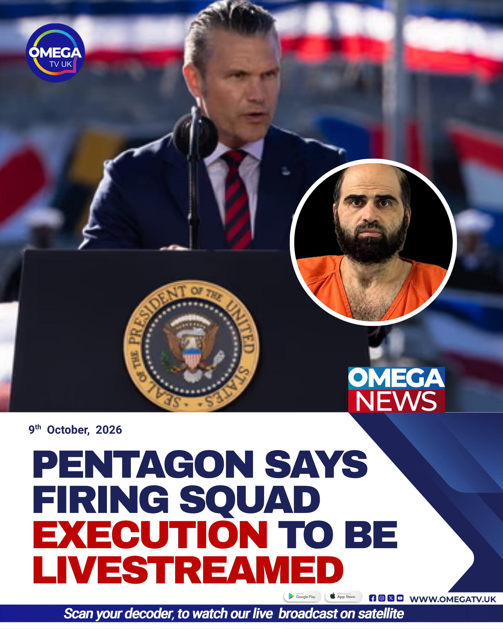 US Defence Secretary Pete Hegseth announces plans to livestream the planned firing squad execution of former Army major Nidal Hasan.