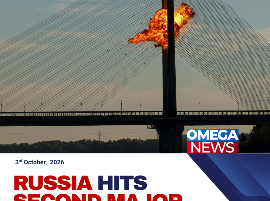 Smoke and damage on Kyiv’s Northern Bridge after a Russian strike disrupted traffic across the Dnipro River.