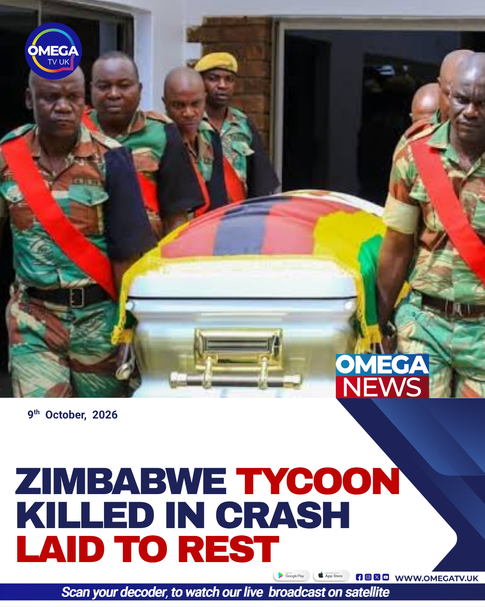 Zimbabwean soldiers salute as the coffins of businessman Wicknell Chivayo and his wife arrive for burial near Harare.