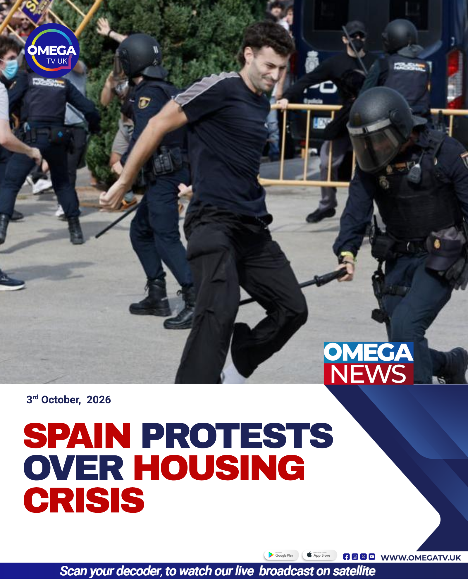 Protesters gather in Madrid during demonstrations calling for affordable housing and stronger tenant protections in Spain.