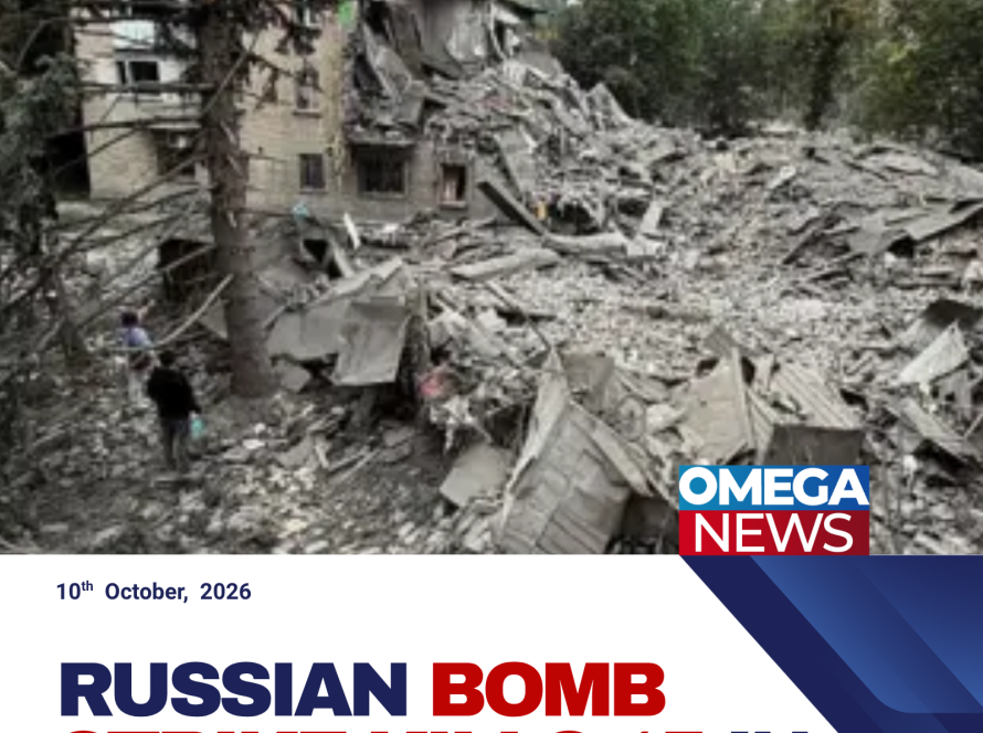 Rescue workers search the rubble of a residential apartment building damaged by Russian glide bombs in Zaporizhzhia, Ukraine.