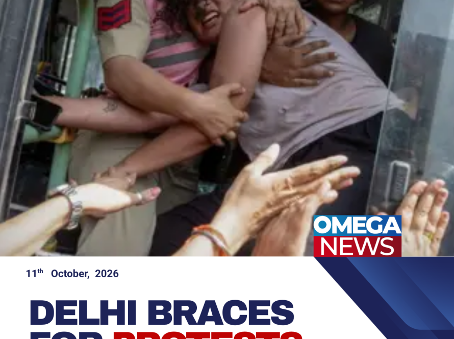 Indian police and security personnel deployed across Delhi amid protests by Cockroach Janta Party activists demanding electoral reforms.