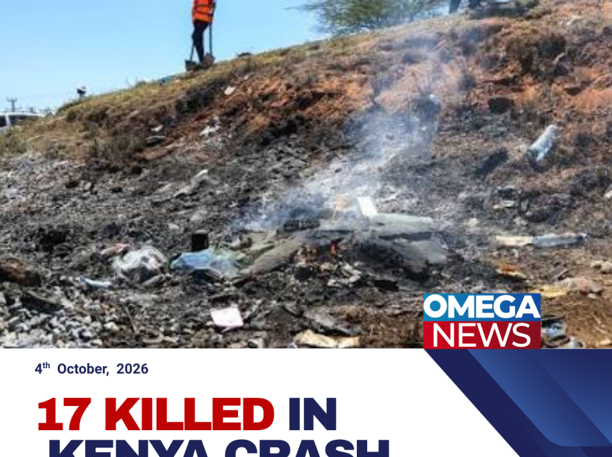 Wreckage of a minibus involved in a deadly crash in Salama, Kenya, that killed 17 people, most of them Catholic pilgrims