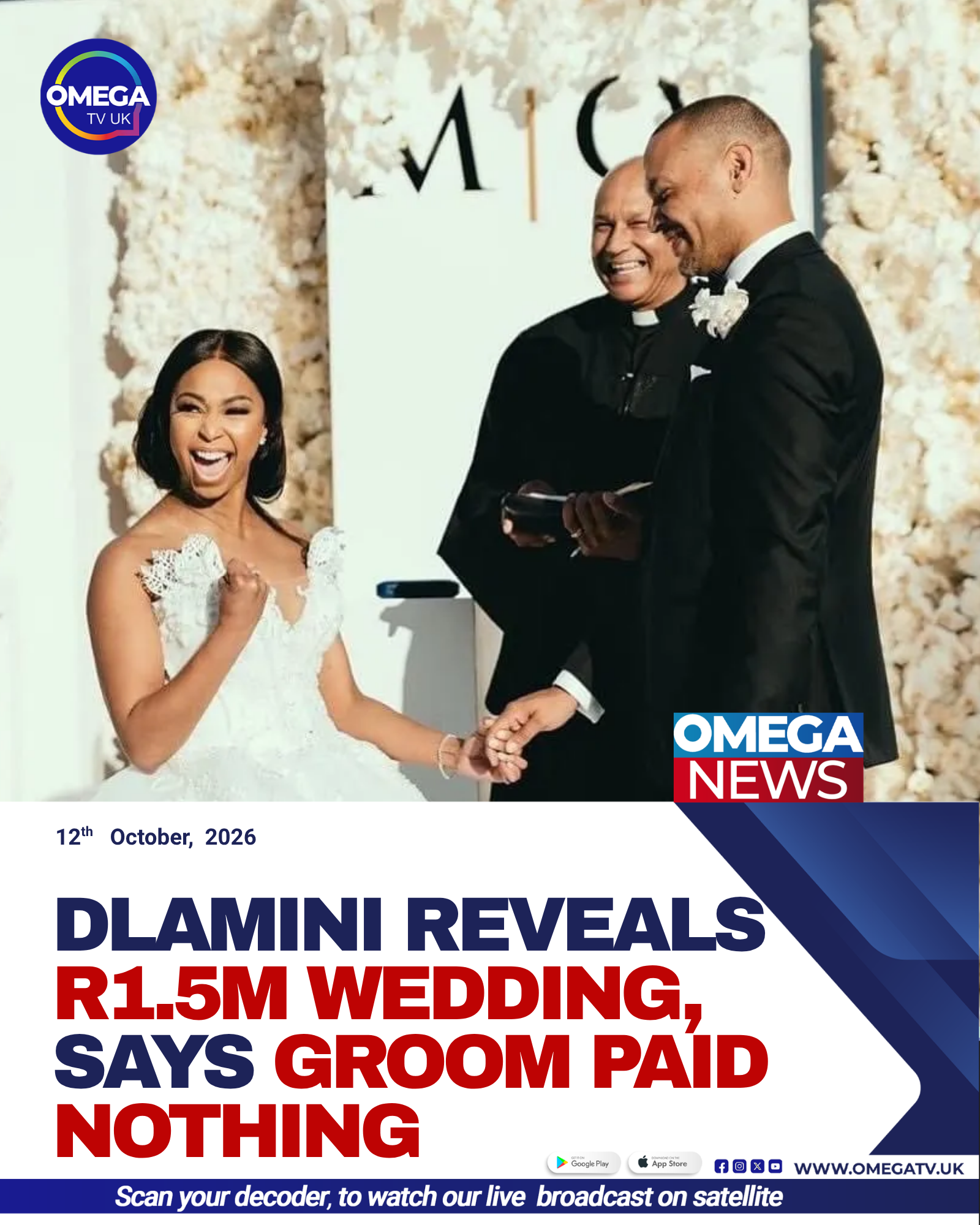 South African television presenter Minnie Dlamini, who claims she paid R1.5 million for her wedding to Quinton Jones.