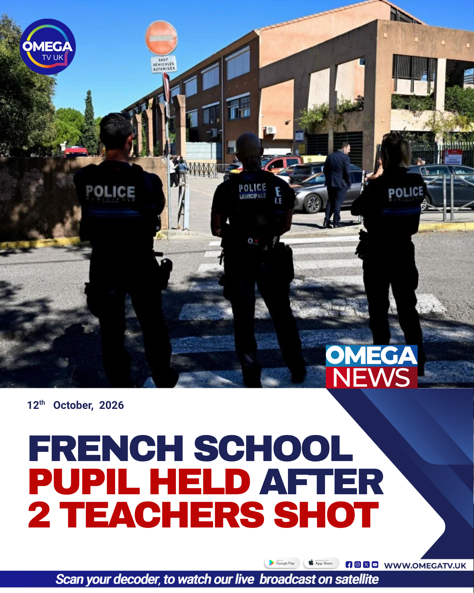 French police and emergency services respond outside Lakanal middle school in Aubagne after a pupil allegedly shot two teachers.