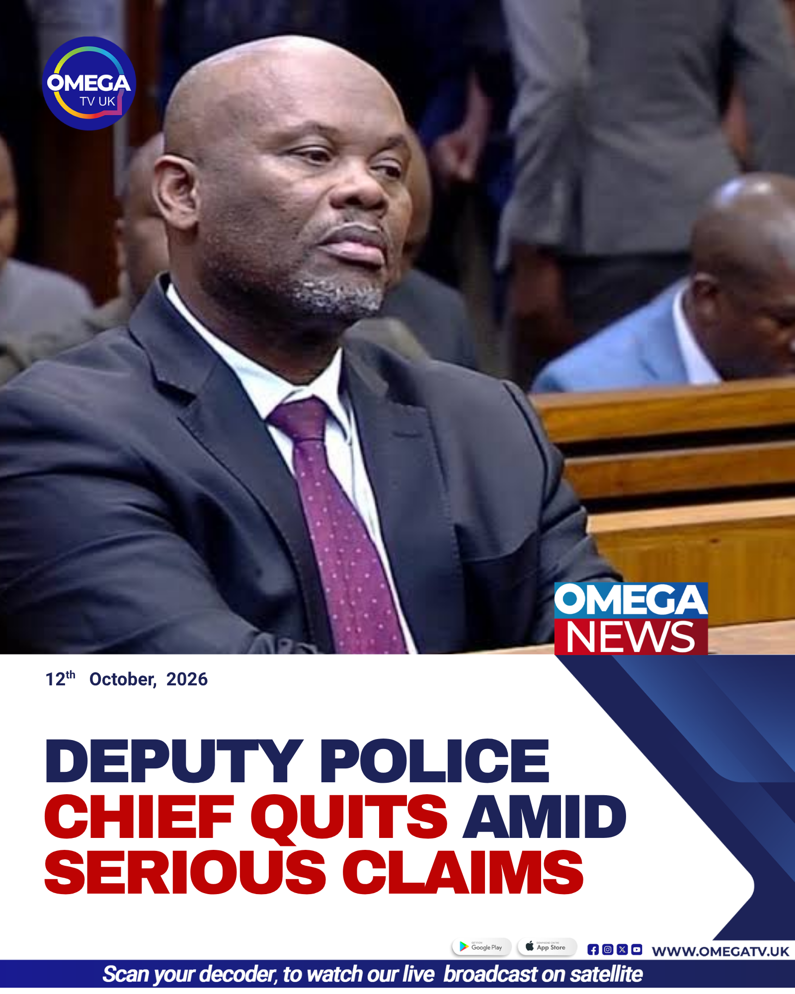 Shadrack Sibiya, South Africa’s suspended deputy police chief who has resigned amid criminal charges and a police corruption investigation.