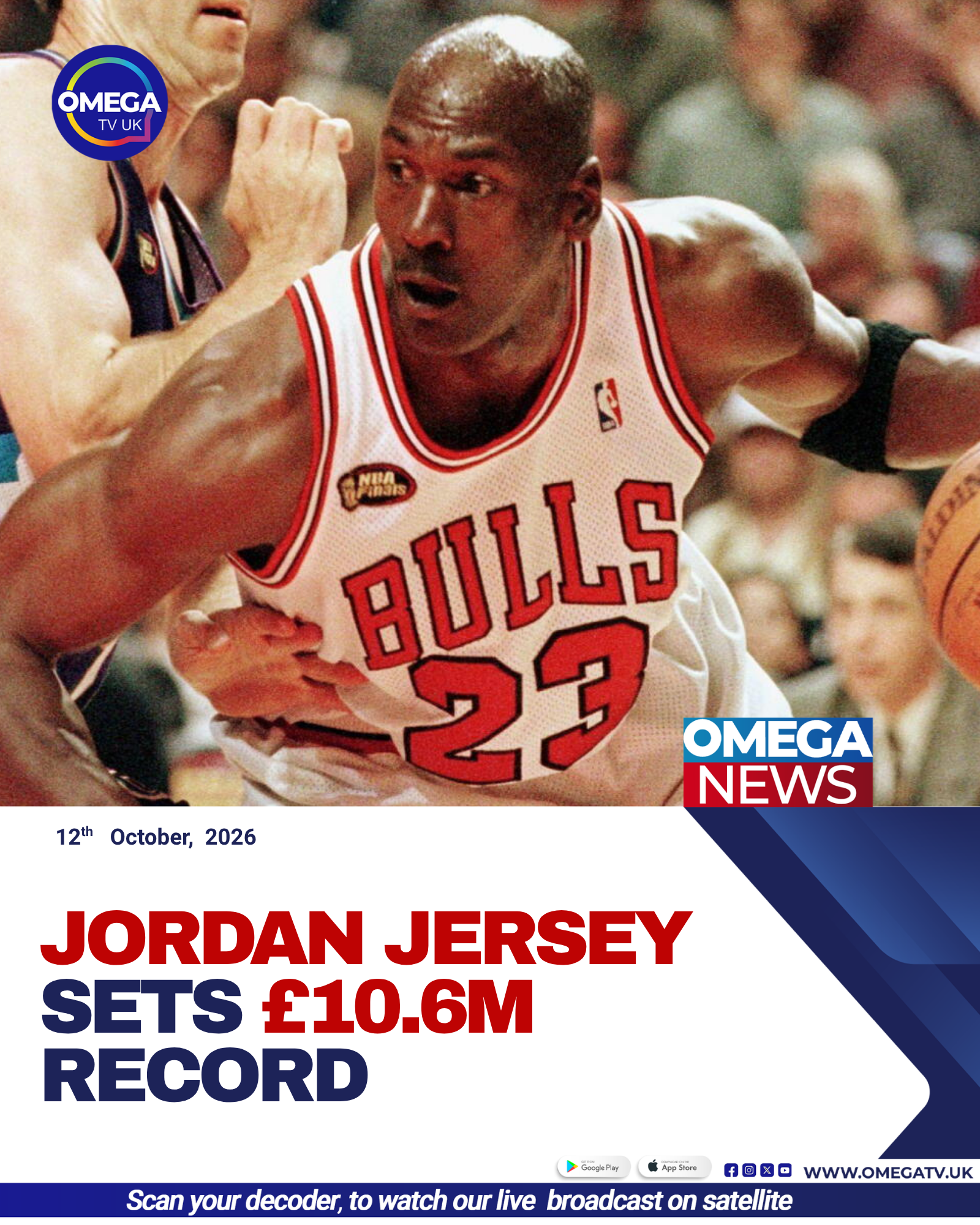 Michael Jordan’s signed Chicago Bulls jersey from Game Two of the 1998 NBA Finals, which sold for a record $14 million.